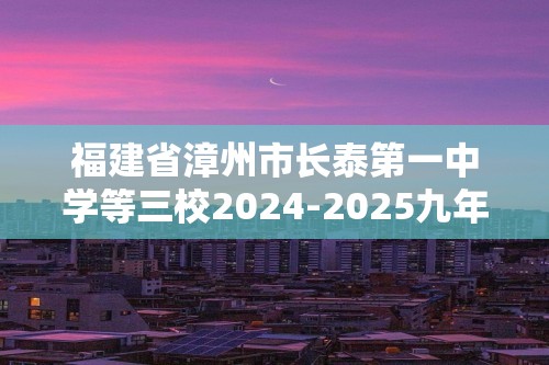 福建省漳州市长泰第一中学等三校2024-2025九年级上学期期中联考化学试题（图片版含答案）