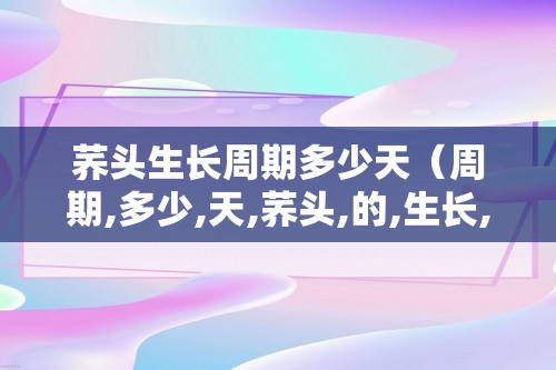 荞头生长周期多少天（周期,多少,天,荞头,的,生长,周期,）