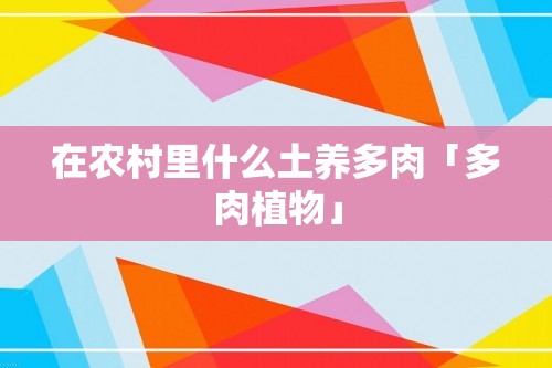 在农村里什么土养多肉「多肉植物」