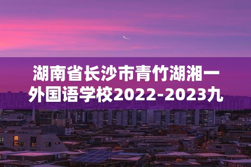 湖南省长沙市青竹湖湘一外国语学校2022-2023九年级上学期期末化学试题（含解析）