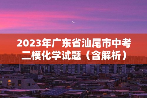 2023年广东省汕尾市中考二模化学试题（含解析）