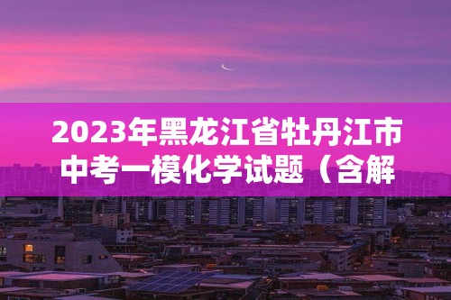 2023年黑龙江省牡丹江市中考一模化学试题（含解析）