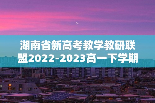 湖南省新高考教学教研联盟2022-2023高一下学期5月联考历史试题（含解析）