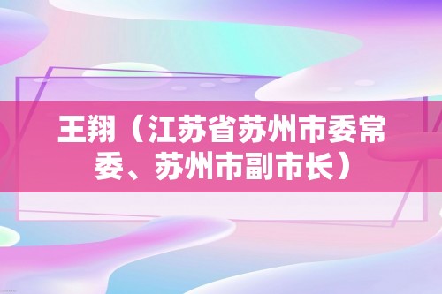 王翔（江苏省苏州市委常委、苏州市副市长）