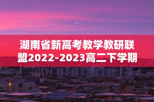 湖南省新高考教学教研联盟2022-2023高二下学期5月联考历史试题（含解析）