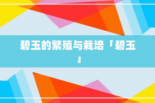 碧玉的繁殖与栽培「碧玉」