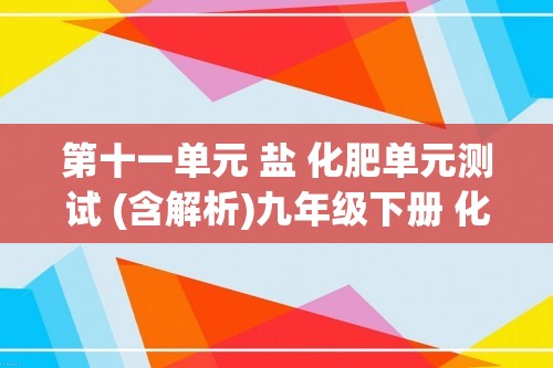 第十一单元 盐 化肥单元测试 (含解析)九年级下册 化学人教版