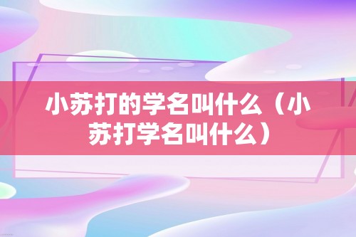 小苏打的学名叫什么（小苏打学名叫什么）