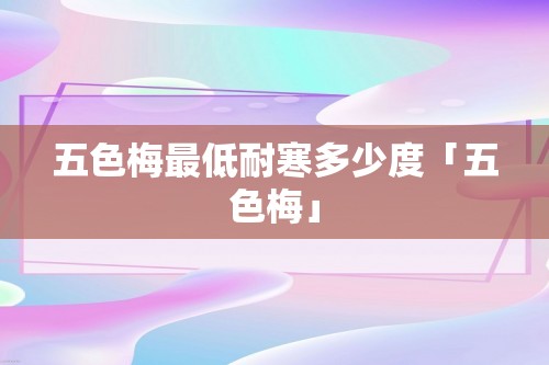 五色梅最低耐寒多少度「五色梅」