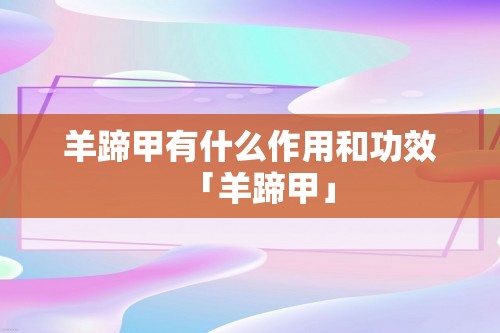 羊蹄甲有什么作用和功效「羊蹄甲」