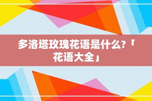 多洛塔玫瑰花语是什么?「花语大全」