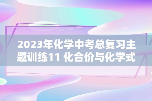 2023年化学中考总复习主题训练11 化合价与化学式（全国通用、含答案）