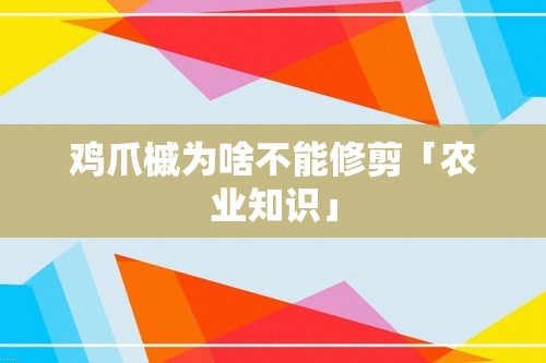 鸡爪槭为啥不能修剪「农业知识」