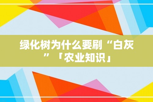 绿化树为什么要刷“白灰”「农业知识」