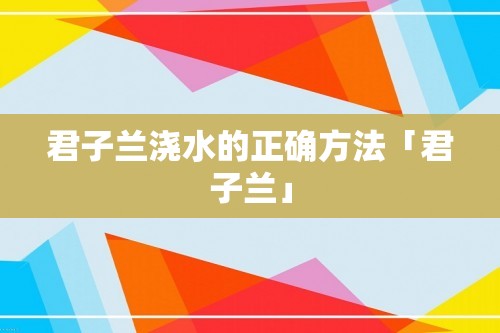 君子兰浇水的正确方法「君子兰」