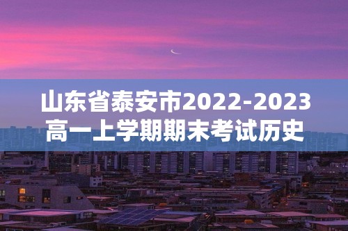 山东省泰安市2022-2023高一上学期期末考试历史试题（答案）