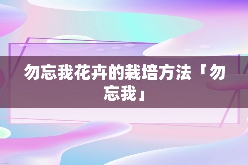 勿忘我花卉的栽培方法「勿忘我」