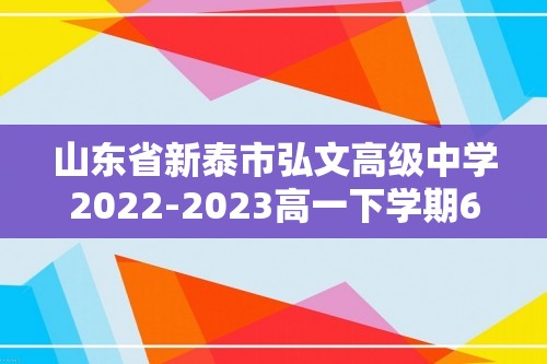 山东省新泰市弘文高级中学2022-2023高一下学期6月第三次阶段性考试化学试题（答案）