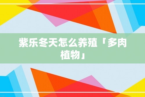 紫乐冬天怎么养殖「多肉植物」