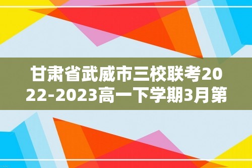 甘肃省武威市三校联考2022-2023高一下学期3月第一次月考化学试题（答案）