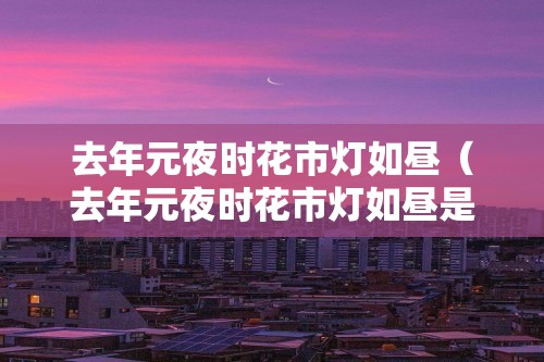 去年元夜时花市灯如昼（去年元夜时花市灯如昼是什么节日）