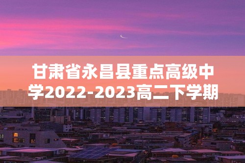 甘肃省永昌县重点高级中学2022-2023高二下学期期末考试化学试题（答案）