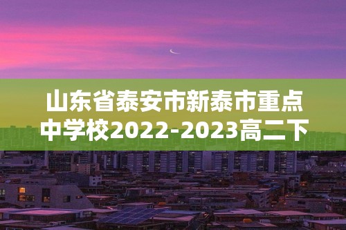 山东省泰安市新泰市重点中学校2022-2023高二下学期3月第一次质量检测化学试题（答案）