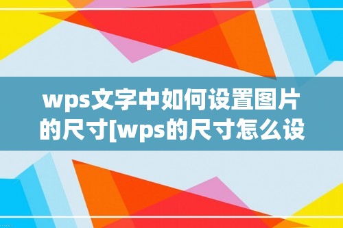 wps文字中如何设置图片的尺寸[wps的尺寸怎么设置]