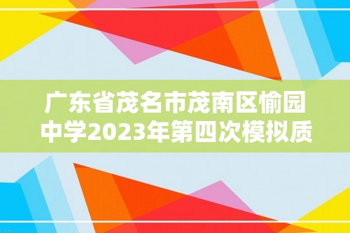 广东省茂名市茂南区愉园中学2023年第四次模拟质量监测化学试题