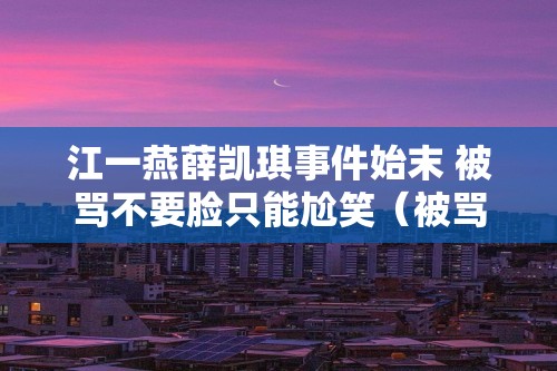 江一燕薛凯琪事件始末 被骂不要脸只能尬笑（被骂不要脸只能尬笑）