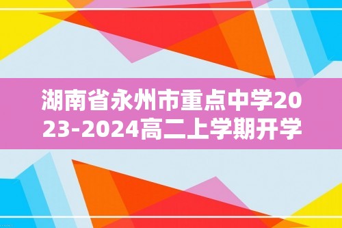 湖南省永州市重点中学2023-2024高二上学期开学考试化学试卷（答案）