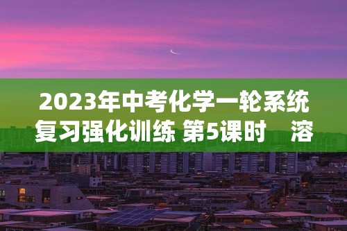 2023年中考化学一轮系统复习强化训练 第5课时　溶液（答案）