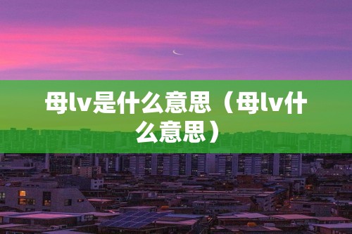 母lv是什么意思（母lv什么意思）