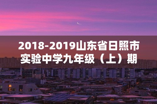 2018-2019山东省日照市实验中学九年级（上）期末历史试卷（含解析）