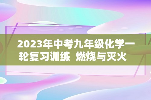 2023年中考九年级化学一轮复习训练  燃烧与灭火  化学反应的合理调控（答案）