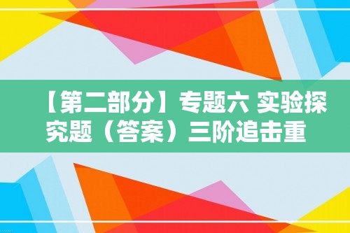 【第二部分】专题六 实验探究题（答案）三阶追击重点-【一战成名】新中考 优等生进阶训练 化学 2023中考专用