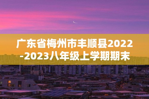 广东省梅州市丰顺县2022-2023八年级上学期期末考试历史试题（文字版含答案）