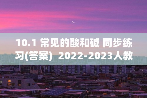 10.1 常见的酸和碱 同步练习(答案)  2022-2023人教版九年级下册化学