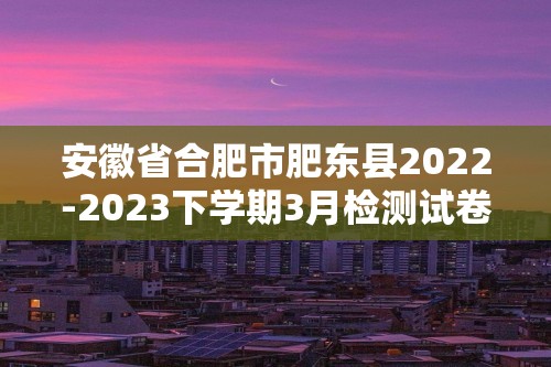 安徽省合肥市肥东县2022-2023下学期3月检测试卷 高二历史试题（答案）