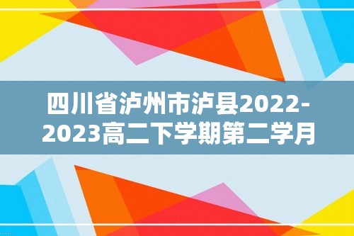 四川省泸州市泸县2022-2023高二下学期第二学月月考化学试题（答案）