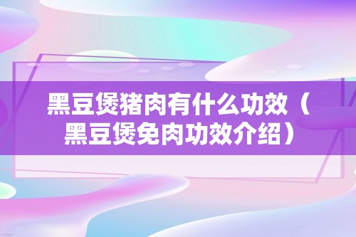 黑豆煲猪肉有什么功效（黑豆煲免肉功效介绍）