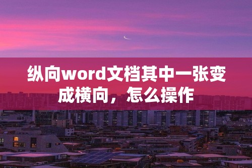 纵向word文档其中一张变成横向，怎么操作