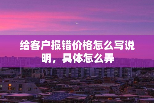 给客户报错价格怎么写说明，具体怎么弄