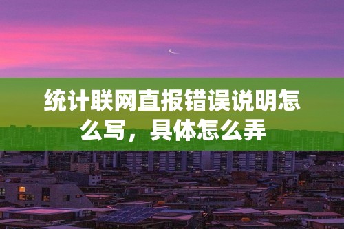 统计联网直报错误说明怎么写，具体怎么弄