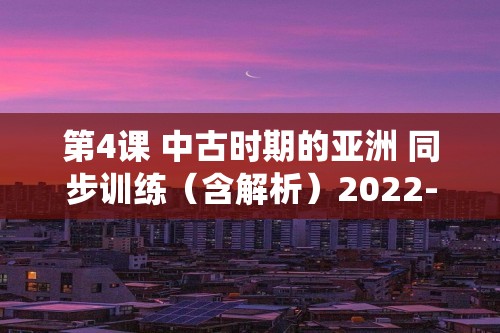 第4课 中古时期的亚洲 同步训练（含解析）2022-2023高中历史统编版（2019）必修中外历史纲要下册